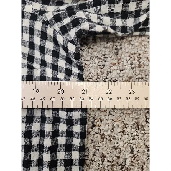 J. Jill Checkered Half Button Placket Long Sleeve Top w/ Pockets Sz L - Picture 7 of 7